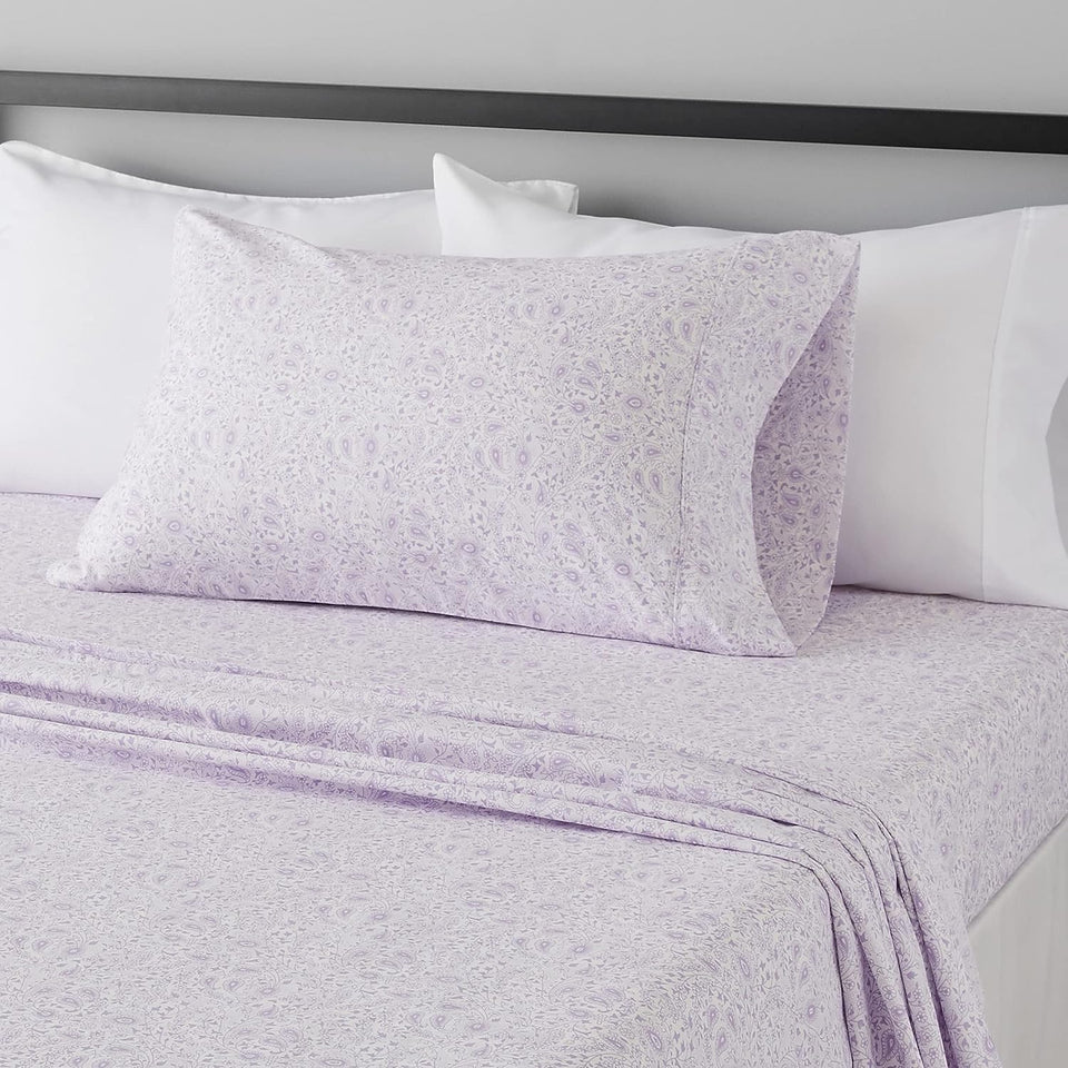 Lightweight Super Soft Easy Care Microfiber Bed Sheet Set with 14" Deep Pockets - Twin, Lavender Paisley