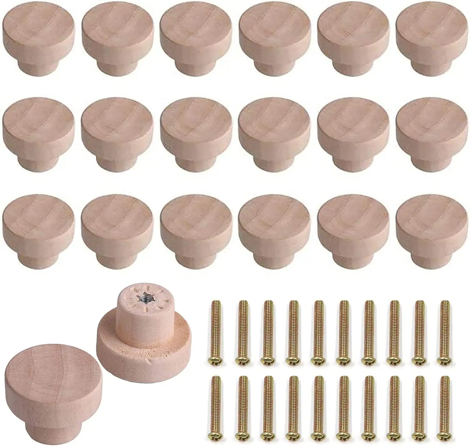 Cabinet Furniture Drawer Knobs round Wood Drawer Handles Drawer Pull Cabinet Knob 35Mmx25Mm Pack of 20