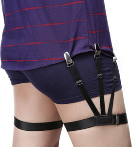 Mens Shirt Stays Upgrade Adjustable Elastic Garter Military Shirts Holder with Non-Slip Locking Clamps