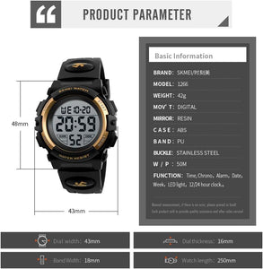 Boys Watch Digital Sports Waterproof Electronic Childrens Kids Watches Alarm Clock 12/24 H Stopwatch Calendar Boy Girl Wristwatch