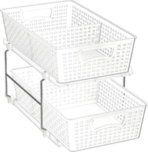 Load image into Gallery viewer, 2 Tier Bathroom Organizer Tray Pull-Out Sliding Drawer/Under-Sink Storage, Clear

