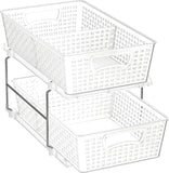 2 Tier Bathroom Organizer Tray Pull-Out Sliding Drawer/Under-Sink Storage, Clear