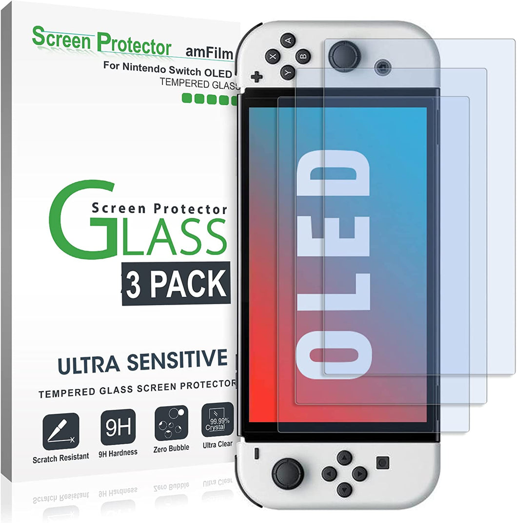 Tempered Glass Screen Protector Compatible with Nintendo Switch OLED Model 2021 (3-Pack)