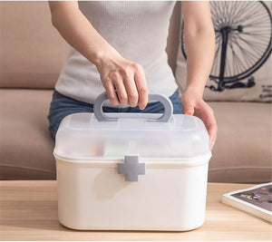Medicine Organizer Box First Aid Health Emergency Storage Box Large Capacity Medicine Storage Bins with Lid (L)