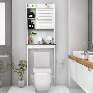 Bathroom Over-The-Toilet Storage Cabinet, Freestanding Home Toilet Rack W/ 5-Level Adjustable Shelves, Space Saver Organizer Rack, Bathroom Storage Shelf, White