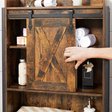 Load image into Gallery viewer, Over-The-Toilet Storage, Bathroom Oragniser Rack, for Washing Machine, with Small Cabinet, Steel Frame, Easy Assembly, Industrial, 64 X 24 X 171 Cm, Rustic Brown and Black
