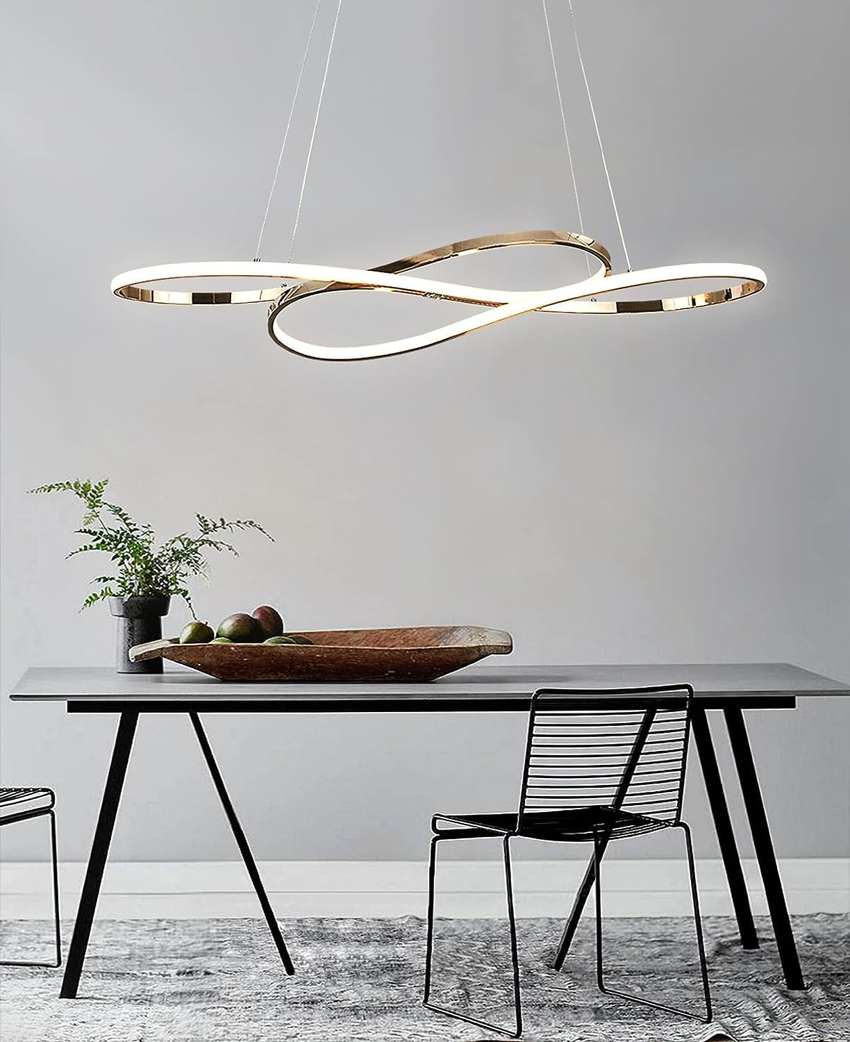 Modern LED Pendant Light Island Pendant Lamp Dimmable with Remote Control Aluminum Plating Surface Chandelier for Kitchen Living Room Dining Room Bedroom (Gold)