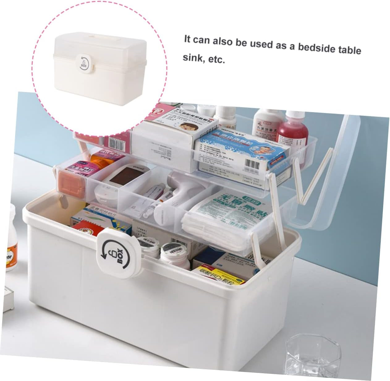 Box Medicine Box Storage Box Containers with Lids Portable Storage Box Organizer with Lid Home First Aid Kit First Aid Box Medicine Box with Lock Portable Medicine Box Safety Box