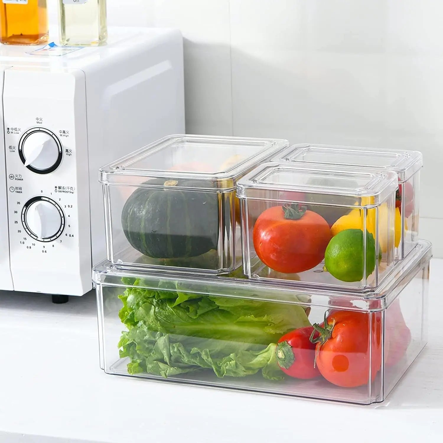 Fridge Organizer, Set of 7 Stackable Refrigerator Organizer Bins with Lid, Fridge Organizers and Storage Clear Containers, Bpa-Free Plastic Food Storage Bins for Food, Drinks, Fruits, Vegetable…