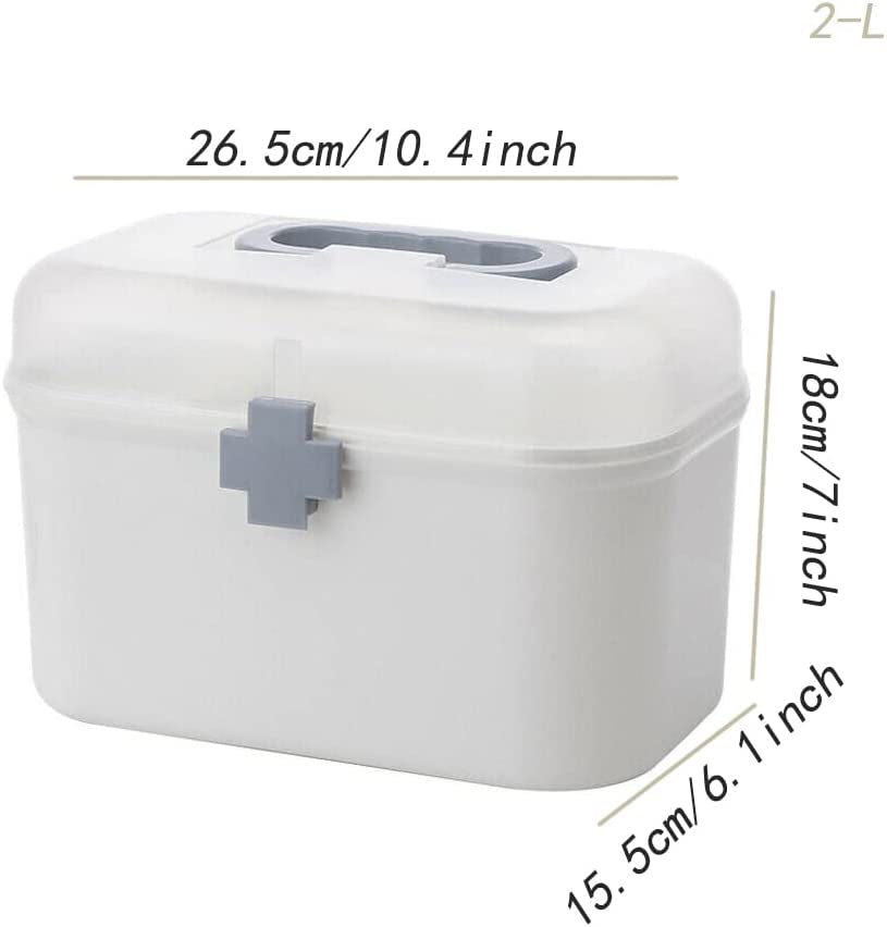 Medicine Organizer Box First Aid Health Emergency Storage Box Large Capacity Medicine Storage Bins with Lid (L)