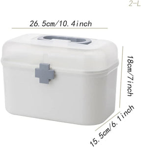 Medicine Organizer Box First Aid Health Emergency Storage Box Large Capacity Medicine Storage Bins with Lid (L)