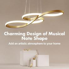 Load image into Gallery viewer, LED Modern Chandelier, Dimmable Pendant Light with Remote Control, Musical Note Shape Chandelier Lighting for Dining Rooms Bedroom Kitchen Restaurant, 100CM, 3000K-6000K, 68W, Gold

