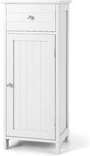 Load image into Gallery viewer, Bathroom Floor Cabinet, Storage Cabinet with Single Door, Pull-Out Drawer, 3-Position Adjustable Shelf, Anti-Topping Device, Side Storage Organizer for Bathroom Living Room Entryway, White
