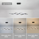 Modern Chandelier,Dimmable LED Pendant Light with Remote Control,Acrylic Wave Contemporary Chandeliers for Dining Rooms Dinner Table Kitchen Restaurant,3000K-6000K,28W,Black