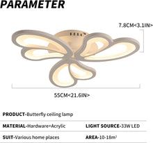 Load image into Gallery viewer, Modern LED Ceiling Light,Dimmable Acrylic Flush Mount Ceiling Lamp,3 Petals Metal Flower Shape Chandelier Lighting Fixture for Living Room Bedroom Kitchen Office Dining Room
