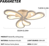 Modern LED Ceiling Light,Dimmable Acrylic Flush Mount Ceiling Lamp,3 Petals Metal Flower Shape Chandelier Lighting Fixture for Living Room Bedroom Kitchen Office Dining Room