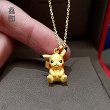 Load image into Gallery viewer, Gold 3D Anime Clavicle Necklace Happy Lucky Animal Pendant for Women Girls, Copper, Created Pearl
