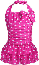 Load image into Gallery viewer, Girls Kids Bathing Suits Polka Dot Adjustable Halter Beach Sport One Piece Swimsuit Swimwear
