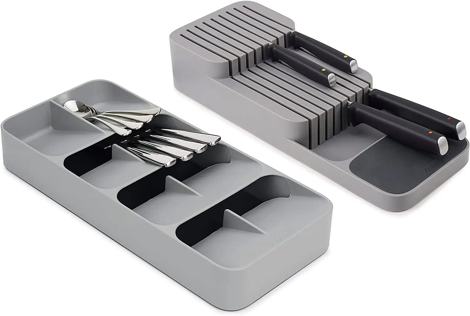 Dream Drawers 2-Piece Drawer Organisation Set with Large Cutlery Organiser and Knife Organiser - Grey