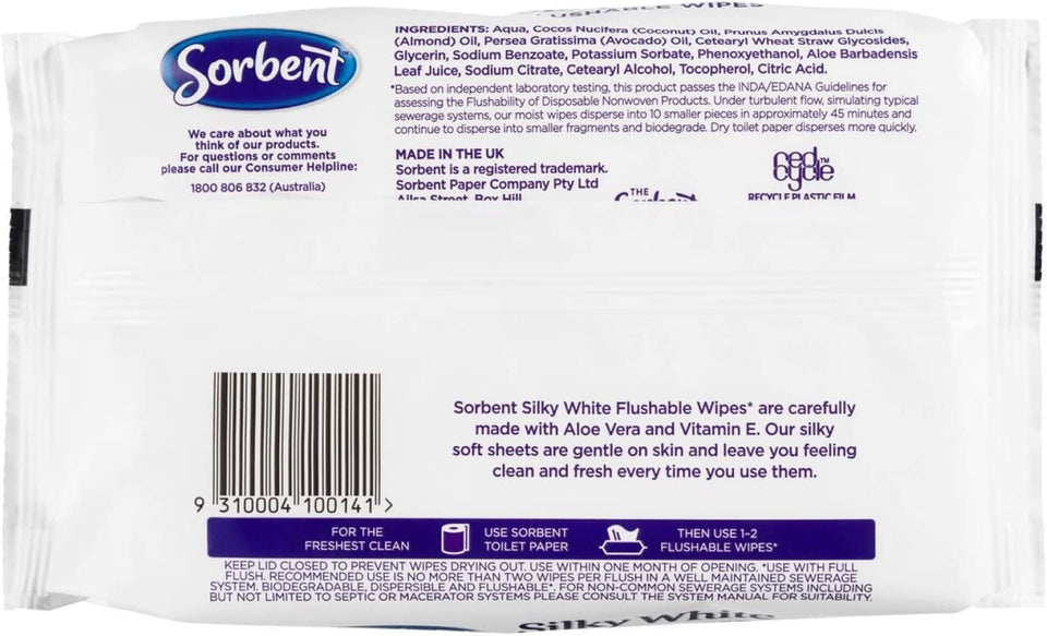 Silky White Flushable Wipes 40 Sheets (Pack of 14)