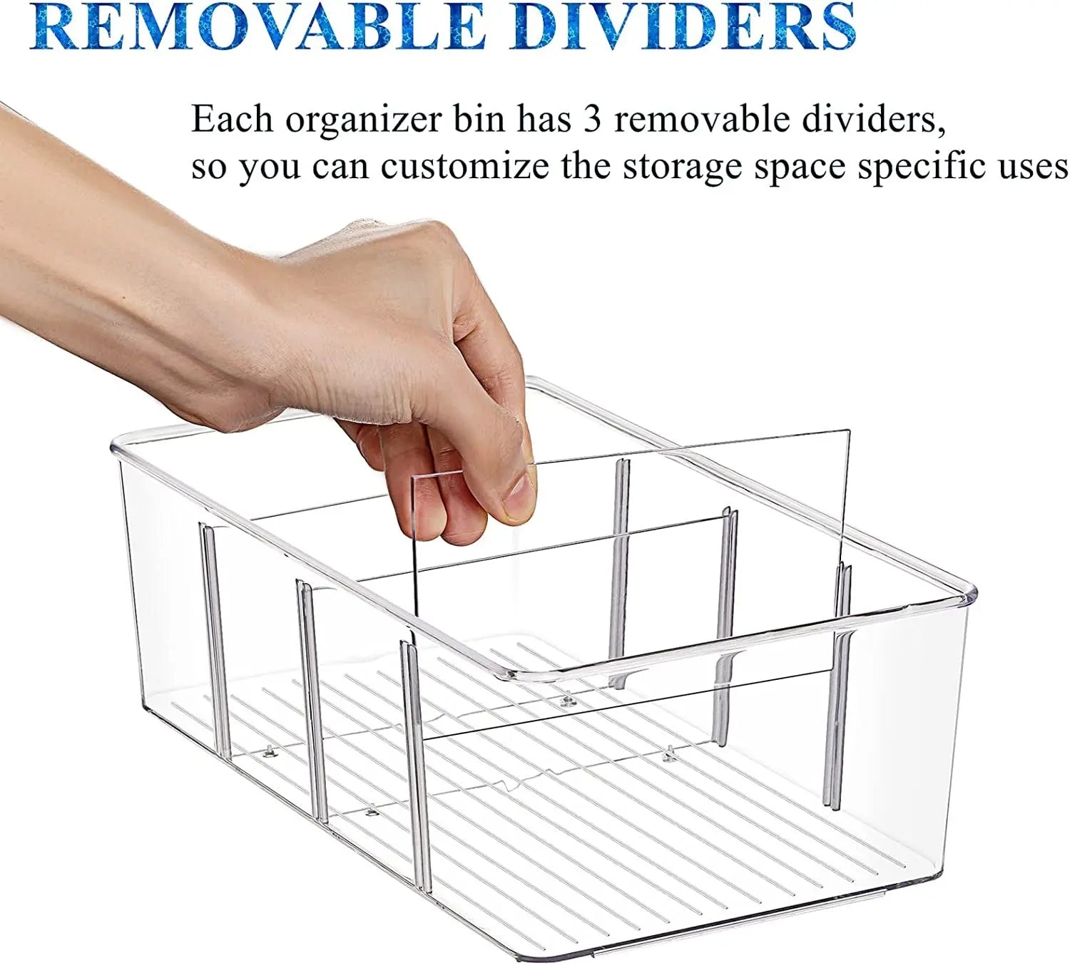 8 Pack Clear Food Storage Organizer Bins, Removable Snack Organizer Pantry Organization Storage Racks with Dividers for Kitchen, Fridge, Cabinet,Pantry,Bedrooms, Bathrooms