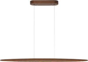 Wood Linear Pendant Light LED Dimmable Chandelier Long Strip Ceiling Hanging Lamp Height Adjustable Dining Room Light for Kitchen Island Walnut Color