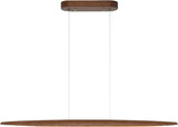Wood Linear Pendant Light LED Dimmable Chandelier Long Strip Ceiling Hanging Lamp Height Adjustable Dining Room Light for Kitchen Island Walnut Color