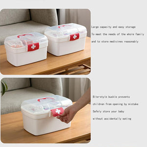 Multi-Purpose First Aid Kit, Storage Container Box with Detachable Tray, Medicine Lock Box for Safe Medication Storage,L