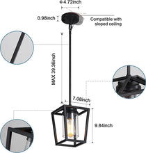 Load image into Gallery viewer, Pendant Lighting for Kitchen Island, 1-Light Black Pendant Lights with Glass Shade, Cage Hanging Light Fixtures, Farmhouse Pendant Light for Dining Room, Entryway, Hallway, Foyer
