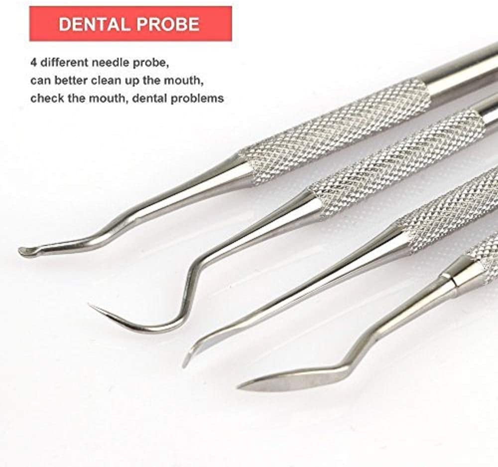 Dental Cleaning Tools 6 Pack, Professional Dental Hygiene Kit Teeth Tool Set for Home Use Stainless Steel Mouth Mirror Tweezers Dental Picks Oral Care Set to Remover Tartar, Tooth Scraper