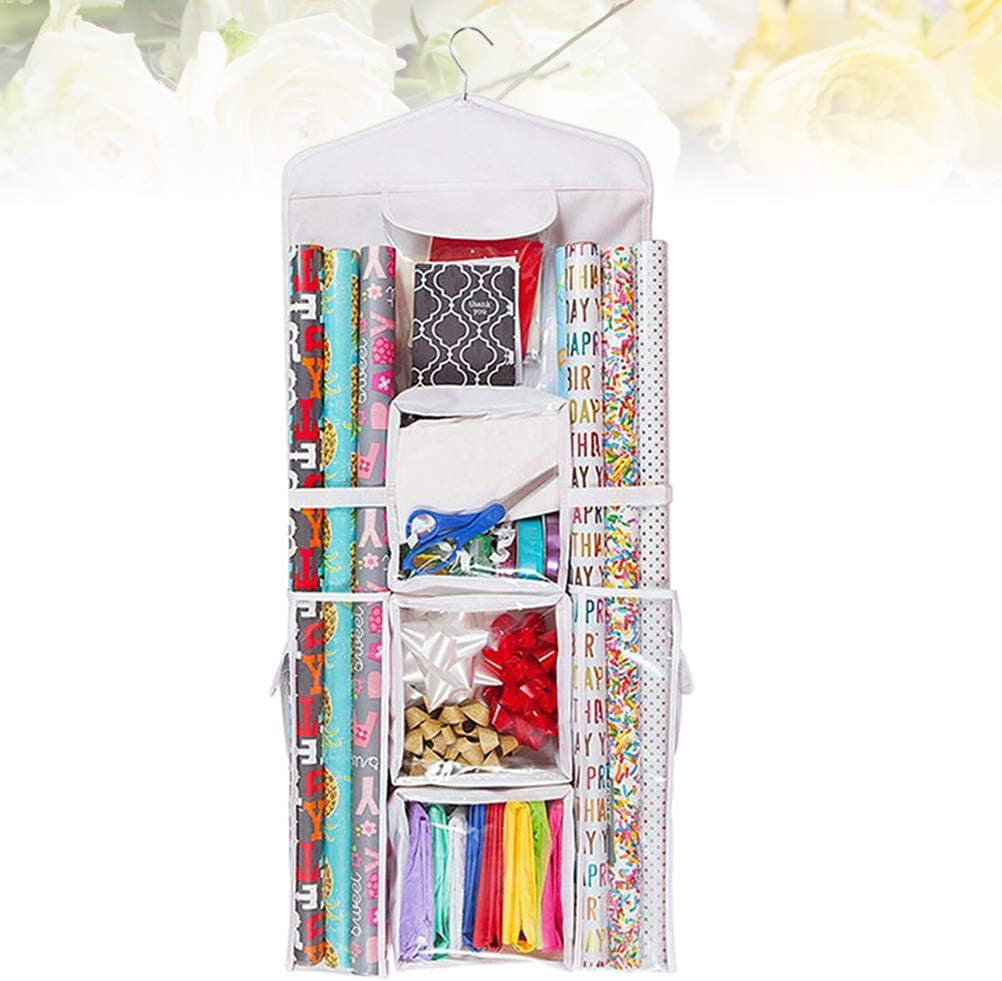 Wraps Storage Bag Double- Sided Jewelry Hanging Bag Sundries Organizer (White)