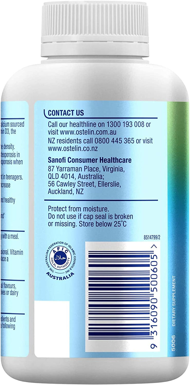 Calcium & Vitamin D - D3 for Bone Health + Immune Support, 250 Tablets