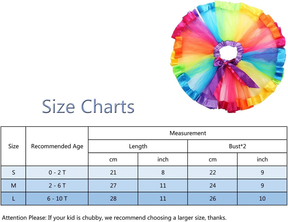 Girls Layered Rainbow Tutu Skirt with Unicorn Horn Headband Outfits for Birthday Party Dress Up