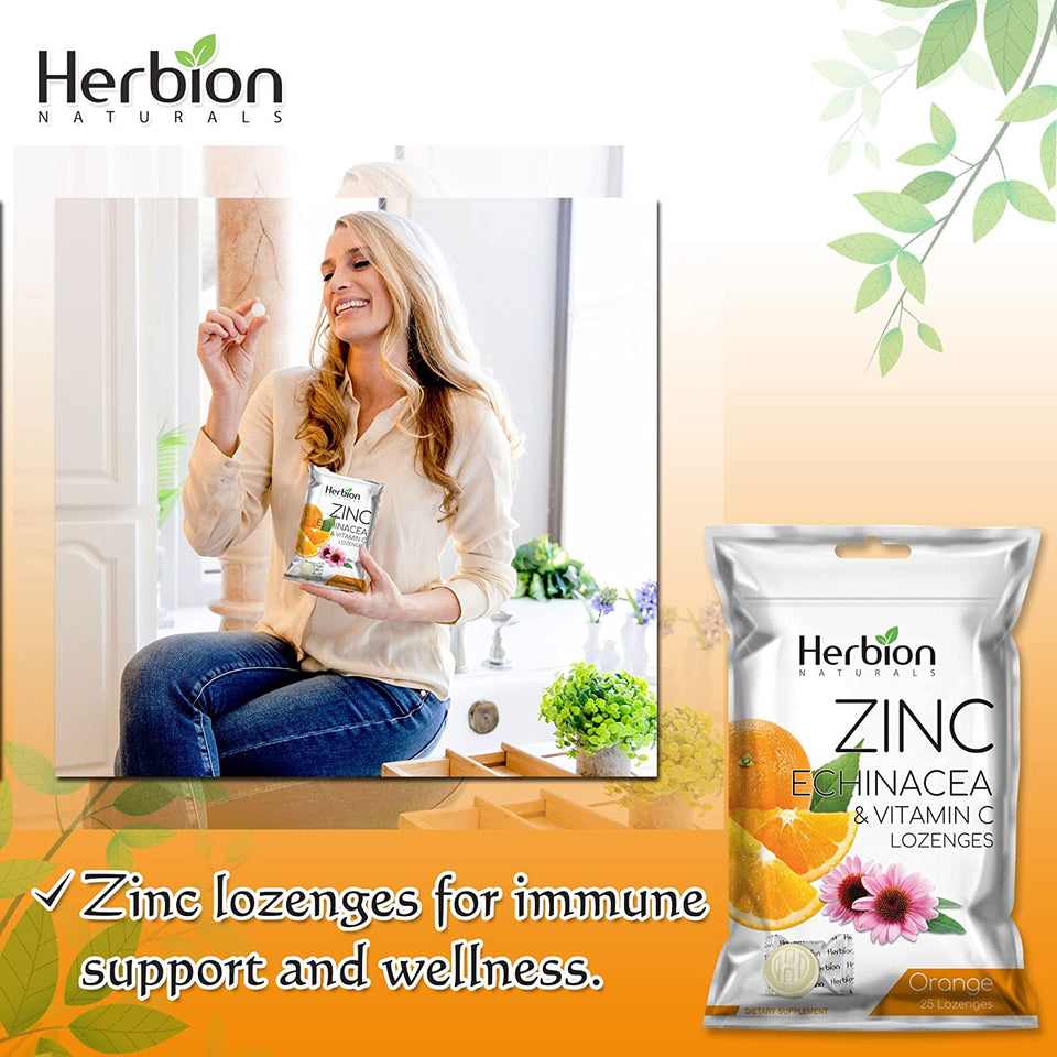 Zinc, Echinacea & Vitamin C Lozenges with Natural Orange Flavor - 25 CT – Dietary Supplement – Supports Immune System – Promotes Overall Good Health for Adults and Children 5+