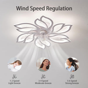Modern Ceiling Light Whit Fan, Low Profile Ceiling Fans with Lights and Remote/App,Flush Mount Ceiling Light Fan,6 Wind Speed,3 Color Light,Ceiling Fan Light for Bedroom/Office (65Cm-White)