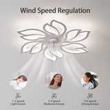 Modern Ceiling Light Whit Fan, Low Profile Ceiling Fans with Lights and Remote/App,Flush Mount Ceiling Light Fan,6 Wind Speed,3 Color Light,Ceiling Fan Light for Bedroom/Office (65Cm-White)