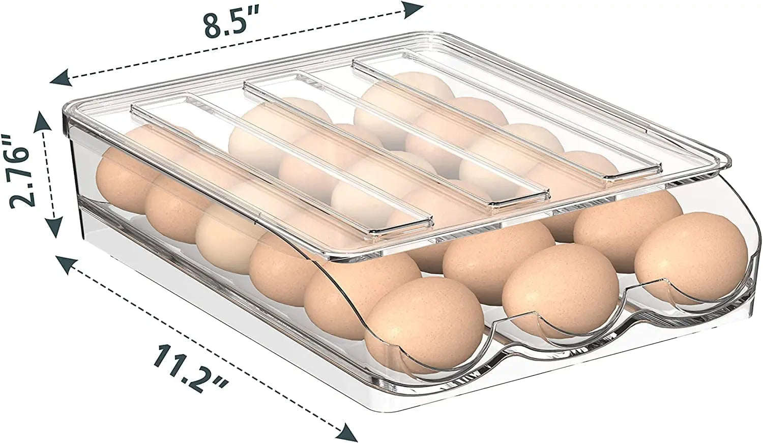 Egg Holder - Auto Rolling Egg Holder for Refrigerator Large Capacity Eggs Container Tray Fridge Organiser, Egg Dispenser Fridge Kitchen Storage & Organisation