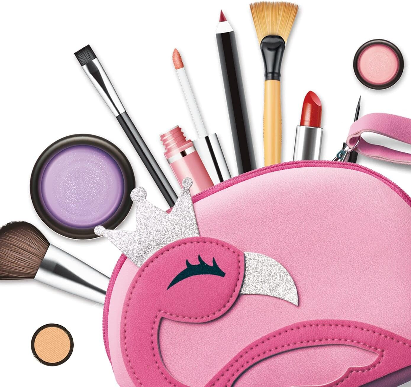 Makeup Kit for Girls, 9 Pcs Pretend Makeup Play Set with Unicorn Cosmetic Bag, Dress up Purse Little Girls Toss for 3 4 5 6 7 8 9 10 Years Old Children Birthday Gifts