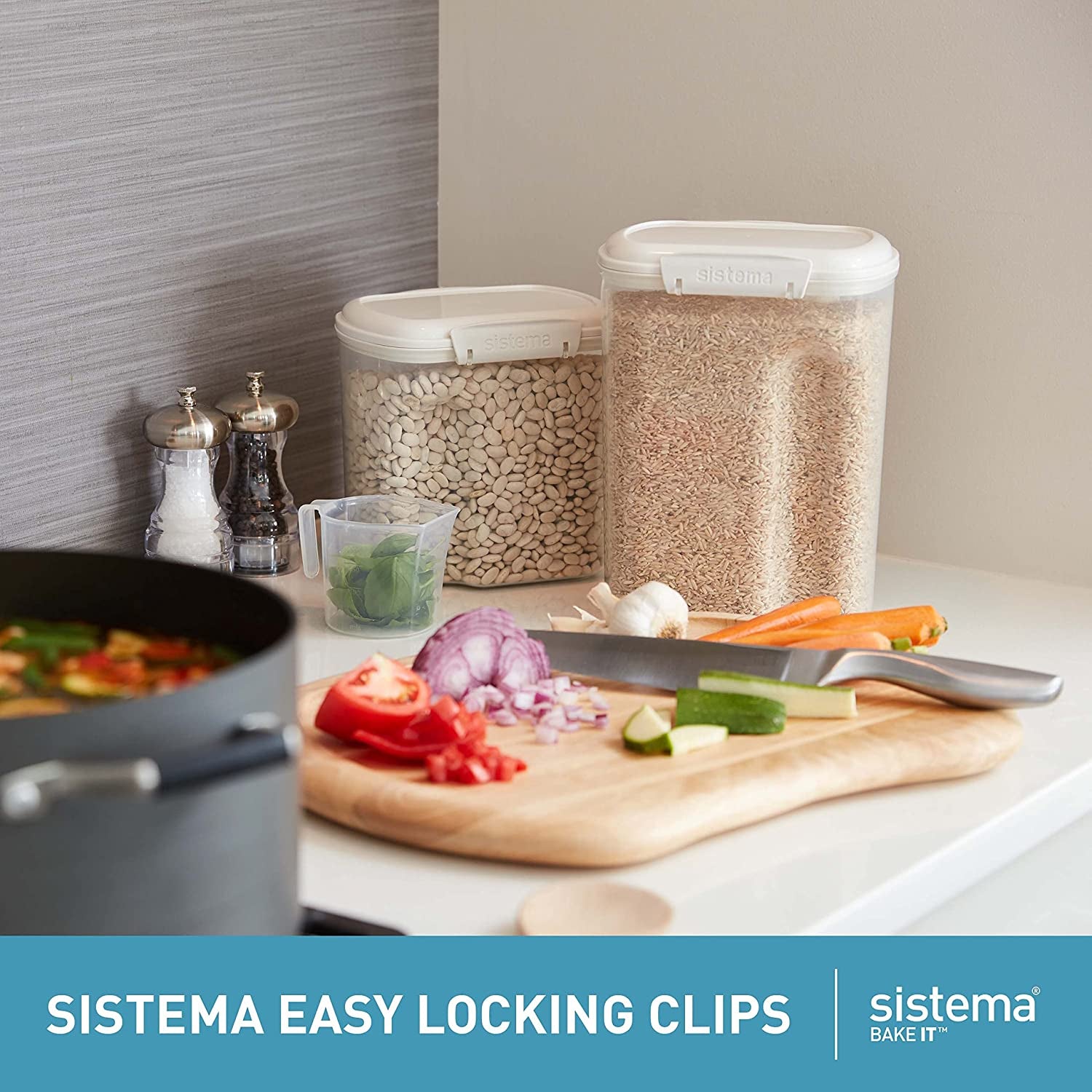 82004 Bake It Pantry Set 5 Food Storage Containers with Lids 2 Cups for Baking Bpa-Free for Cereal, Flour, Pasta and More