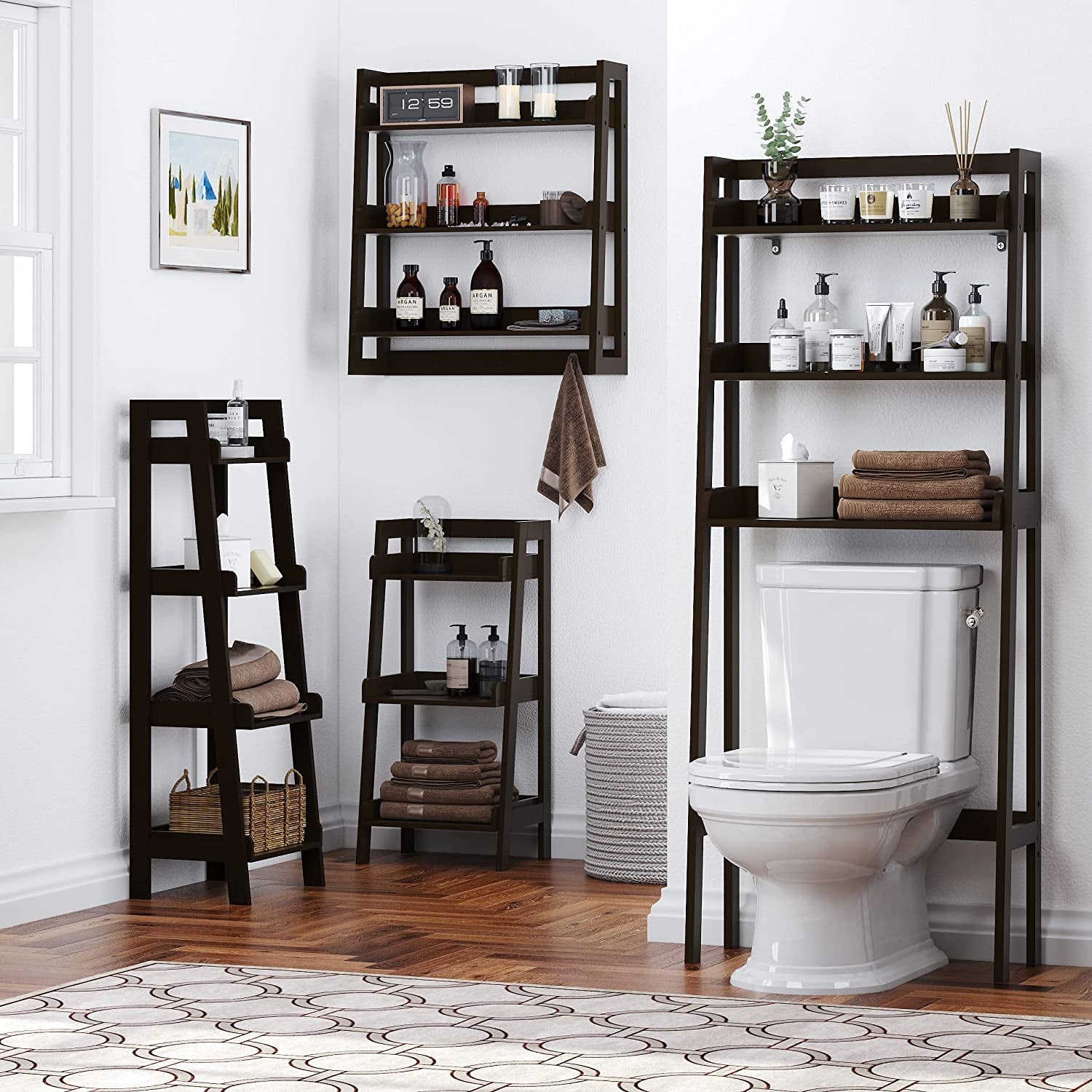 3-Shelf Bathroom Organizer over the Toilet, Bathroom Spacesaver (Espresso)