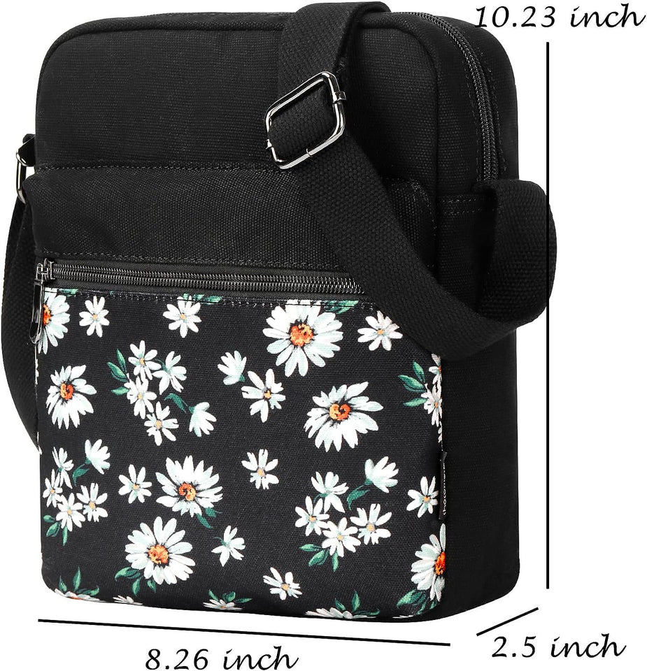 Small Crossbody Purse for Teen Girls and Women, Daisy-Black, Small