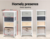 Chest of Drawers Storage Cabinet, Wood Tallboy Bedside Table Nightstands Tower Dresser Hallway Organizer Bedroom Bathroom Living Room Furniture Home Organiser, with 3 Removeable Baskets White