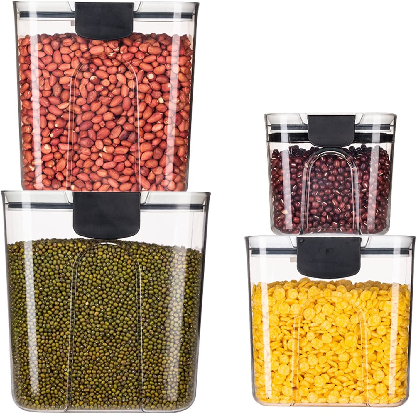 Airtight Food Storage Containers 4 Pcs Pantry & Kitchen Organization Container Large Cereal Rice Dispenser BPA Free Baking Storage Organiser with Leak Proof Lids