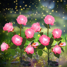 Load image into Gallery viewer, Pink Rose Landscape Solar Pathway Lights,14 Flowers 200 Lumens 70Cm Solar Garden Outdoor Waterproof Lights for Patio Yard Pathway Decoration
