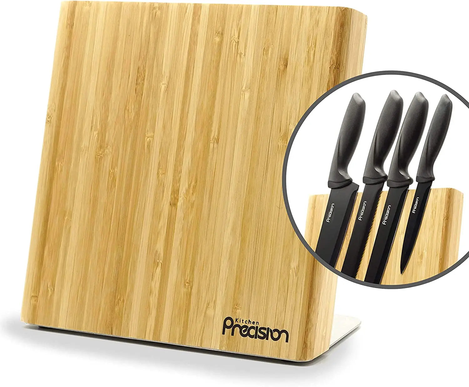 Magnetic Knife Holder - All Natural Bamboo Knife Block for Kitchen Counter - Universal Wooden Storage Stand for Small & Large Knives with Neodymium Magnets for Kitchen Storage & Organisation
