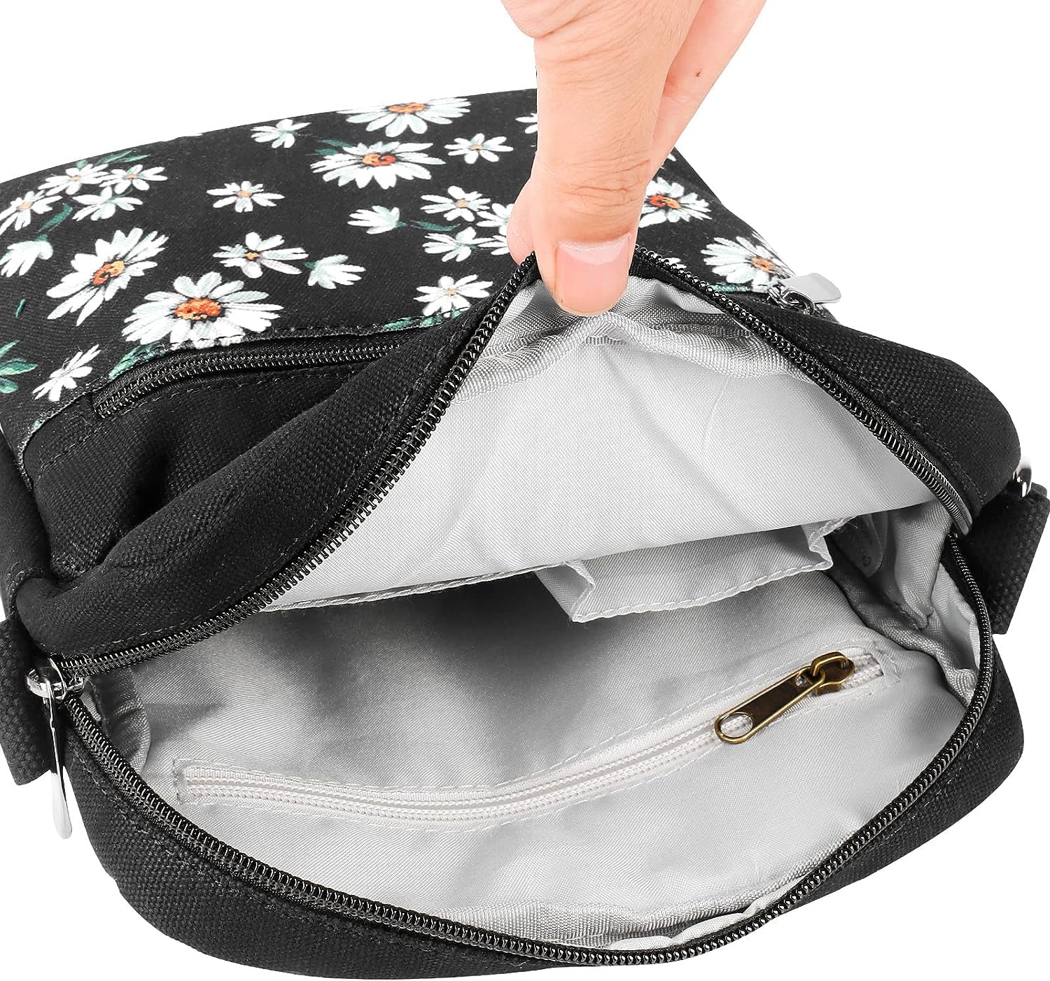 Small Crossbody Purse for Teen Girls and Women, Daisy-Black, Small