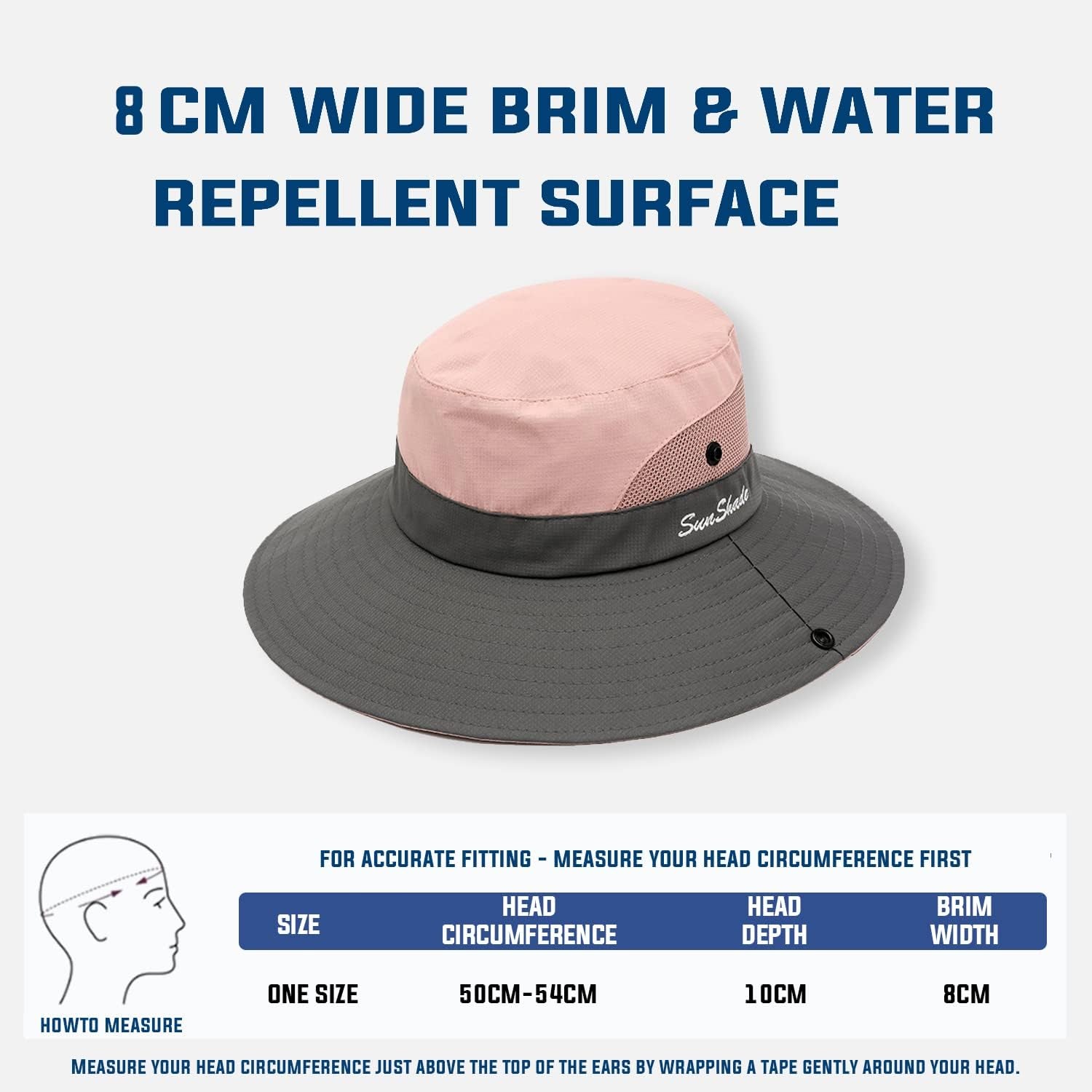 Kids Sun Hat, UPF 50 Sun Protection Wide Brim Bucket Hat with Chin Strap Adjustable for Girl/Boy