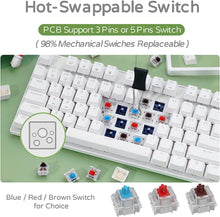 Load image into Gallery viewer, RK87 80% Mechanical Keyboard with USB Hub, 2.4G/Bt5.0/Wired, Wireless Bluetooth Mechanical Keyboard 87 Keys, RGB Hot Swappable Gaming Keyboard with Software, Brown Switch, White
