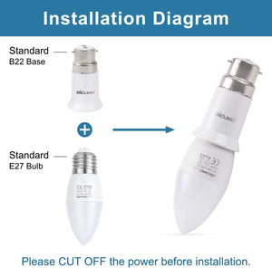 B22 to E27 Socket Adapter, Bayonet to Edison Light Bulbs Converter, Max Wattage 200W, 0~250V, 165 Degree Heat Resistant, 2-Pack
