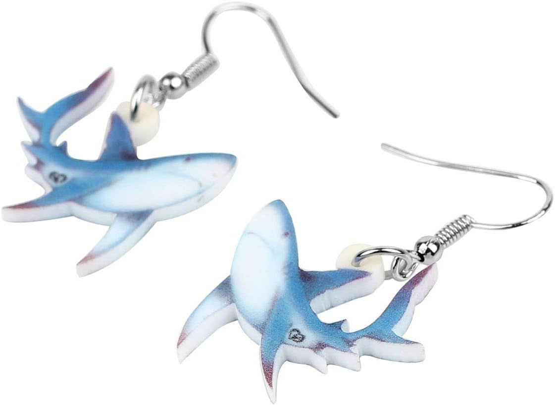 Acrylic Charm Shark Earrings Drop Dangle Jewelry Natural Ocean Fish Decoration Funny Party Gifts for Women Girls